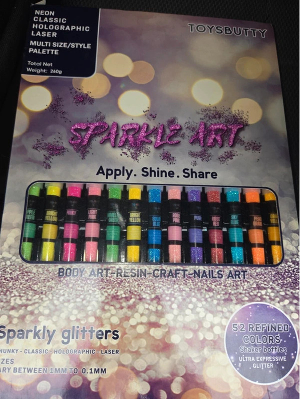 Body nail resin glitter 52 shaker bottle